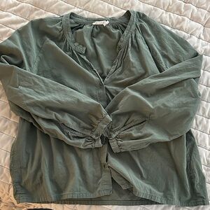 Green Button-Up Blouse